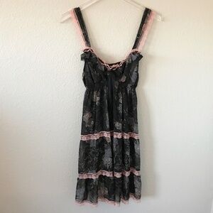 Victoria Secret Angels L Floral Babydoll Sheer Lace Mesh Chemise Nightie Y2K
